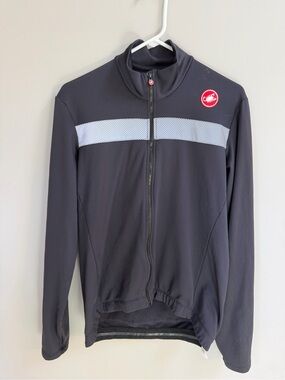 Castelli Men's Black Cycling Jacket with Reflective Chest Stripe
